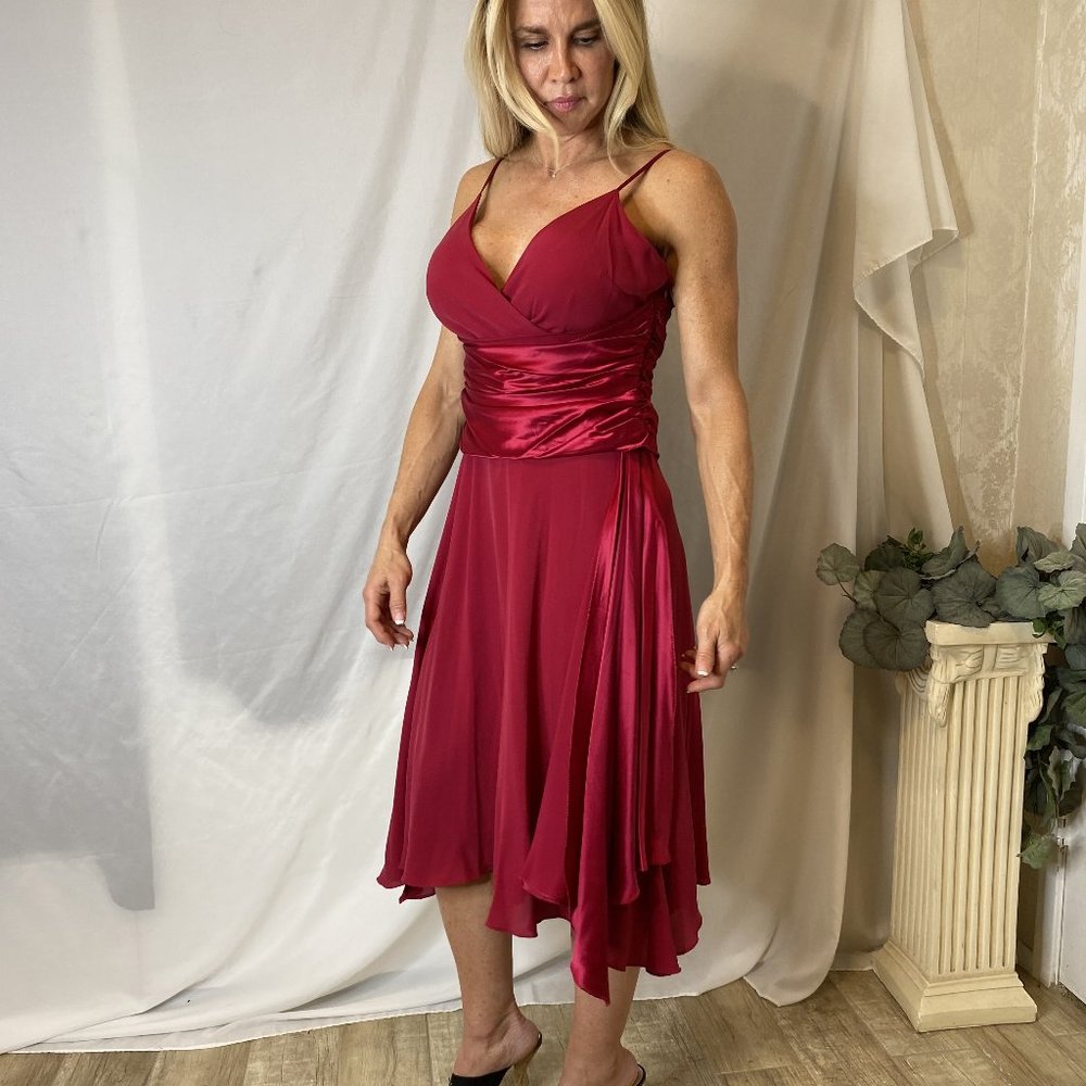 (SALE:   PAPELL BOUTIQUE EVENING Dark Red Cocktail Dress  Size 12.